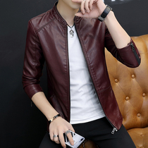 Leather jacket mens winter plus suede thickened Korean version swarm young locomotive leather jacket for mens blouse jacket Chauffo