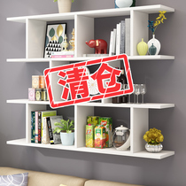 Wall storage rack wall hanging cabinet wall cabinet partition solid wood bedroom creative bookcase bookcase bookshelf free of holes
