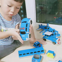  Xionghai toy splicing magic mobile team boy magnetic assembly car variety sea land and air combination puzzle building blocks