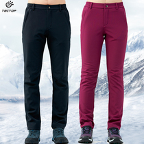 Clear Cabin Scouting Outdoor Autumn Winter Mens Dash Pants Women Soft Shell Pants Waterproof And Breathable Glint Thickened Warm Mountaineering Trousers