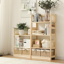 Ground solid wood bookshelves Easy children bookcase Composition pine wood Economy Type bookshelves Brief modern multilayer shelves