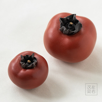 Yixing handmade raw ore purple sand Persimmon tea pet ornaments boutique can raise simulation fruit personality tea play tea set accessories