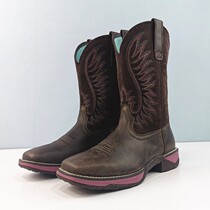 New fashion western cowboy boots cowhide mid-barrel flat heel womens boots sleeve knight Mongolian boots