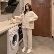 New 2020 Autumn Winter Korean version of composite plush thickened Home Pyjamas Pyjamas Women Wear two sets of home uniforms