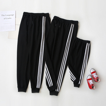  Parent-child casual pants spring and autumn 2021 new trend net red mother and child family clothing pure cotton one family of three childrens clothing trousers