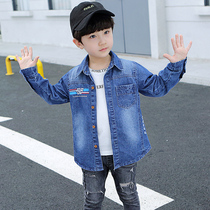 Boy Denim Jacket Jacket 2022 Spring Autumn New Foreign Gas CUHK Child Baby Long Sleeve Shirt Thin blouses