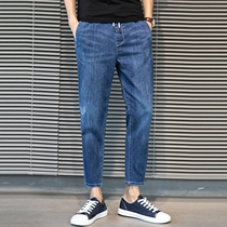 Hong Kong Spring Summer Mens Jeans 90% Pants Loose Trend Youth Tight Fit Straight Cylinder 100 Hitch Version Mens Pants