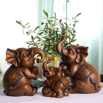 Elephant ornaments home soft decorations living room TV cabinet wine cabinet creative gifts a family of three Auspicious Elephants
