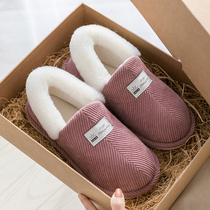 Cotton slippers female winter home bag with thick end moon non-slip couple home warm autumn winter plush cotton shoes men