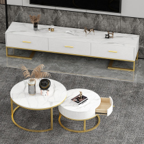 2021 new small coffee table combination modern simple marble small apartment living room light luxury rock board bedroom TV cabinet
