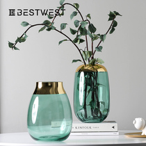 Light luxury glass vase transparent ornaments modern simple living room decorations Nordic dining table flower vase creative
