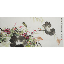 C0826-59 Diao Caixias Lotus Pond Pleasure a famous hand-painted flower and bird painting Chinese painting (with group photo)