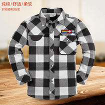 Knight Baylor Children's Wear 2021 New Boys Long Sleeve Shirt Korean Tide Children's Cotton Plaid Shirt