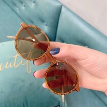 ins Harajuku wood grain strip sunglasses female sunshade trend glasses Net Red personality retro sun glasses beach travel 144