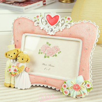 6-inch Korean teddy bear photo frame European-style home ornaments resin photo frame photo frame set stage birthday gift