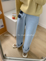 Light color ultra-thin soft jeans straight tube chic extended high waist female tall 175 super long version retro Hong Kong flavor autumn