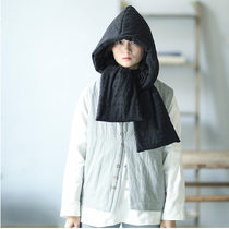 Hemp Colorless Original Design Washed Cotton Hemp Thick Real Clip Cotton Tandem Hat Scarf three-color warm cloak woman 2019 new