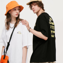 KU-HOUSE couple short sleeved summer trend heavy pure cotton and loose with half - sleeved T - shirt men