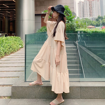 Maternity dress Summer dress Loose fashion maternity dress Long knee-length doll dress Pregnant mother dress fashion hot mom