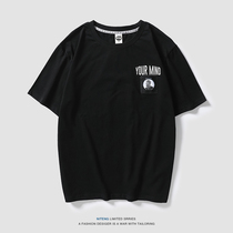 Summer T-shirt Male Tide Sign Letters Printed Round collar Bottom Jersey Boy Short Sleeve Trend 100 Loose And Compassionate Blouse