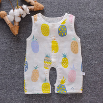 Baby sleeveless one-piece clothes summer thin newborn 3-6 months 9 male and female baby vest ha clothing cotton summer