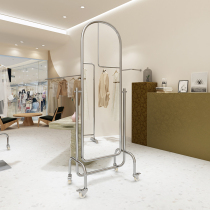 Fitting mirror clothing store special floor stainless steel full body mirror light luxury womens clothing store dressing mirror with wheel mirror
