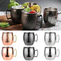  HOT Moscow mule Cup Copper-plated Hammer Point Cup moscow mule Stainless Steel Cocktail Metal Bar Glass