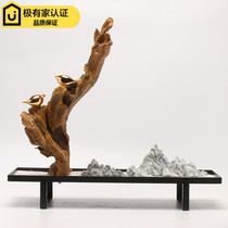 New Chinese style creative Wrought iron micro landscape decoration Home living room entrance TV cabinet Soft decoration Office decoration