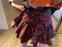 BORAKOO Korea Dongdaemun summer issue zui love~Rose purple lotus leaf floral skirt