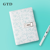 College student password book with lock diary book A5 notepad hardcover Korean creative simple hand account adult female Japanese hipster girl heart hand book notebook girl money