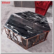 Italian Longhi Living Room Marble Tea Table Nordic Luxury Coffee Table Mirror Titanium Silver Dragon Face