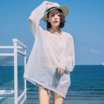 Beach blouse can go into the water seaside vacation ice silk loose bikini outside the beach sunscreen clothing hot spring yarn jacket