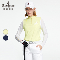 Biyin Lefen 2021 Spring Summer New Womens Sports Leisure Stand Collar T-shirt Splice Nine Color Deer LOGO Pattern
