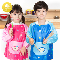 Baby gown children summer thin waterproof long sleeve eating apron children Boy Korean print painting clothes painting clothes