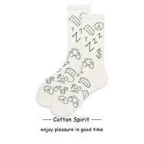 Cotton Spirit ins Cotton Mid-length Stack Socks Children Street Graffiti Reversion Thread Long Tube Stack Socks Couple