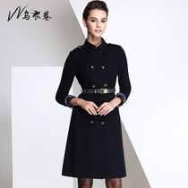 Wuyi Lane winter new British European and American coat Professional coat double-breasted medium-long windbreaker OL slim uniform tooling