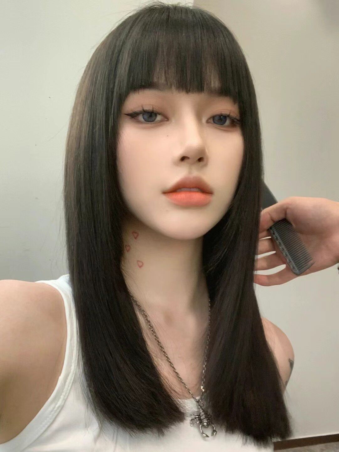真我黑长直漫画齐刘海假发套 全真发整顶设计 自然隐形无痕贴合 长发飘逸顺滑