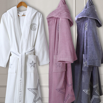 Five-star hotel towel bathrobe Female long section absorbent quick-drying pure cotton male bathrobe cotton nightgown couple shot 2