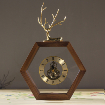 American light extravagant solid wood clock living room seat clock desktop desktop clock Nordic bedroom mute minimalist personality desk clock