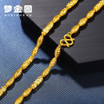 Dream Golden Garden gold necklace olive barrel bead chain Pure gold 999 thick chain Tanabata Valentines Day gift for men