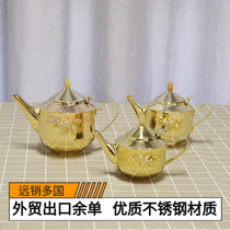  Foreign trade stainless steel 18 8 gold-plated European-style restaurant teapot diamond-set kettle Coffee pot Kitchenware