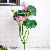 Simulation lotus Lotus leaf water lily flower for Buddha Plastic flower Chinese restaurant Tea house Fake flower Living room Floor-to-ceiling floral decoration