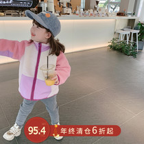 Girls childrens clothing 2020 new childrens foreign style short thick coat color lamb velvet coat womens baby Winter