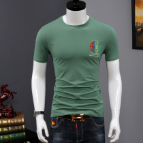 Mens short sleeve T-shirt 2020 new summer cotton embroidery round neck Korean fashion T-shirt mens half sleeve shirt