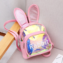New Transparent Double Shoulder Bag Woman Han Edition Fashion Laser Casual Small Backpack Cartoon Travel Dazzling Student Package Bag