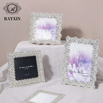 European-style light luxury table frame creative Pearl Rhinestone photo frame bedroom living room Nordic wedding photo decoration photo frame