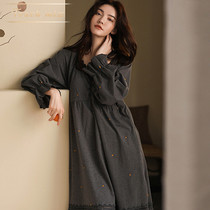 TOUCH MISS2021 Spring autumn season sleeping dress Womens pure cotton long sleeve palace Princess Lace princess lace with chest cushion Home Residence Dress