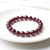 Crystal coffee natural crystal garnet bracelet womens single ring purple teeth black hand string round beads elegant temperament womens stone jewelry