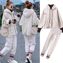  Maternity clothes autumn and winter clothes new spring and autumn suits outer wear autumn and winter two-piece fashion winter tide mother plus velvet sweater