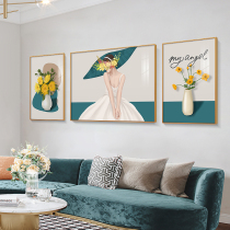 Norfolk style living room decorative painting modern hipster abstract Triple mural sofa background wall fashion figure hanging painting